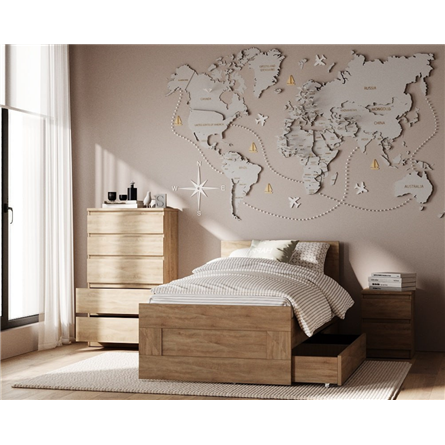 Кровать СИРИУС односпальная с ортопедическим основанием 90х200, цвет Дуб Сонома