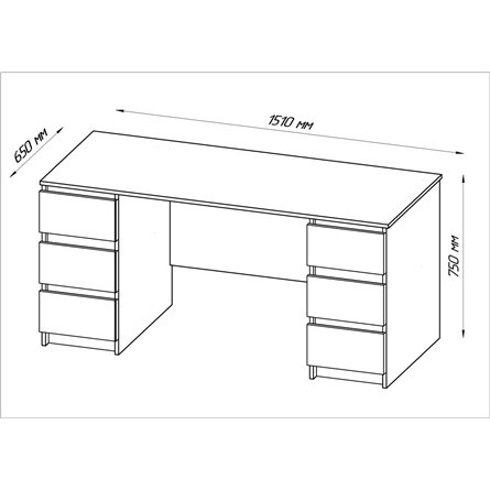 Стол КАСТОР письменный двухтумбовый с шестью ящиками, цвет Дуб Венге