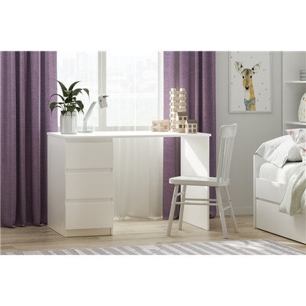 Стол КАСТОР письменный однотумбовый с тремя ящиками, цвет белый