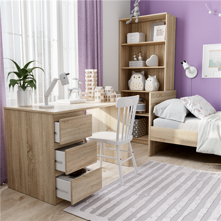 Стол КАСТОР письменный однотумбовый с тремя ящиками, цвет Дуб Сонома