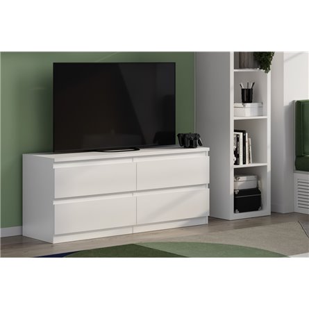 Тумба КАСТОР длинная с четырьмя ящиками, цвет белый