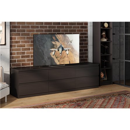 Тумба КАСТОР длинная с шестью ящиками, цвет Дуб Венге