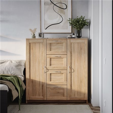 Тумба СИРИУС двухдверная с четырьмя ящиками, цвет Дуб Сонома