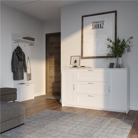 Тумба СИРИУС двухдверная, с тремя выдвижными ящиками, цвет белый