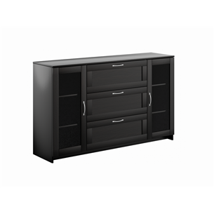 BRIMNES / СИРИУС тумба длинная с двумя стеклянными дверьми и тремя ящиками