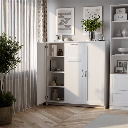 Тумба СИРИУС трехдверная с одним ящиком, цвет белый