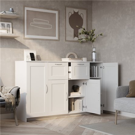 Тумба СИРИУС четырехдверная, с двумя выдвижными ящиками, цвет белый