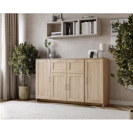 Тумба СИРИУС четырехдверная, с двумя выдвижными ящиками, цвет Дуб Сонома