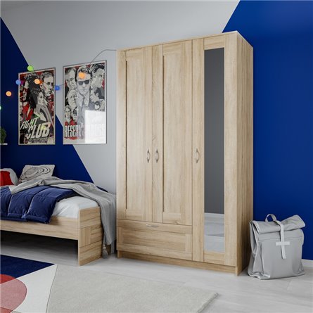 Шкаф СИРИУС трехдверный с двумя выдвижными ящиками, цвет Дуб Сонома