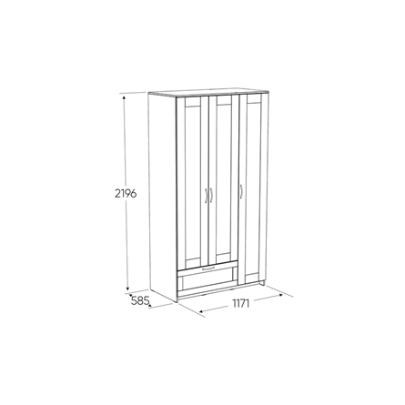 Шкаф СИРИУС трёхдверный с одним выдвижным ящиком и зеркалом, цвет Дуб Венге