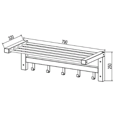 Вешалка Кантри белая для головных уборов с крючками для одежды
