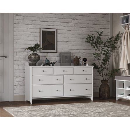 Комод 7 Вествик с семью выдвижными ящиками, массив сосны, цвет белый