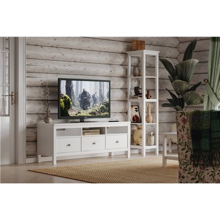 Стеллаж 420 Кантри, массив сосны, цвет белый