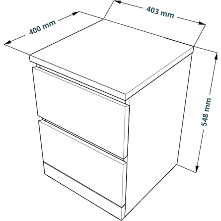 Комод Варма 2 с двумя выдвижными ящиками, цвет ясень черный