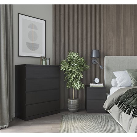 Комод Варма 4 с четырьмя выдвижными ящиками, цвет ясень черный