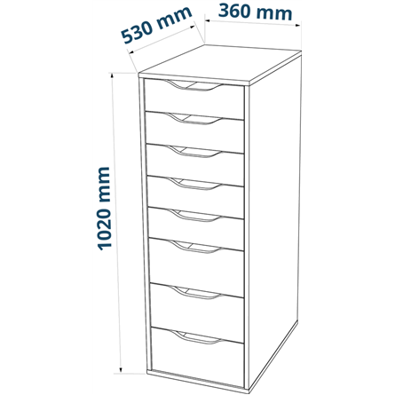 Комод Ингар белый высокий с пятью выдвижными ящиками