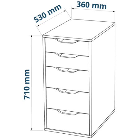 Комод Ингар белый с пятью выдвижными ящиками