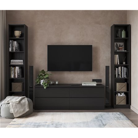 Стеллаж Варма 40, высокий узкий с шестью полками, цвет ясень черный