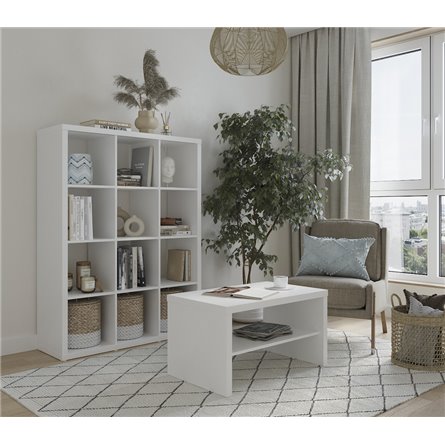 Стеллаж Фора 12, широкий стеллаж с открытыми ячейками, тамбурат, цвет белый