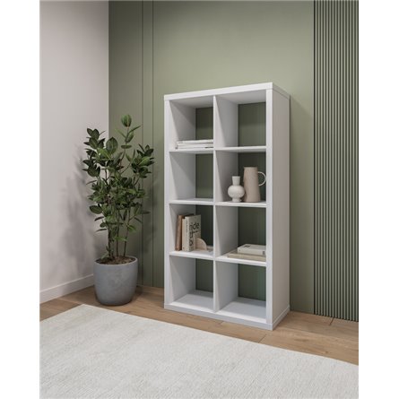 Стеллаж Фора 8, прямоуголной формы с двумя рядами ячеек, тамбурат, цвет белый