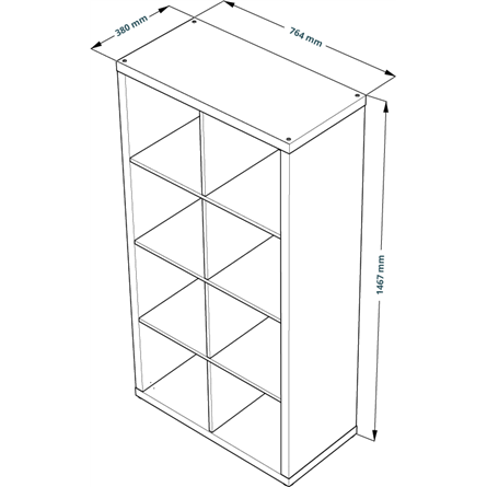 Стеллаж Фора 8, прямоуголной формы с двумя рядами ячеек, тамбурат, цвет дуб беленый