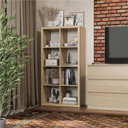 Стеллаж Фора 8, прямоуголной формы с двумя рядами ячеек, тамбурат, цвет дуб беленый