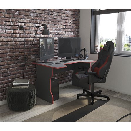 Стол компьютерный ВАРДИГ K1 120x82, антрацит/красный