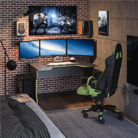 Стол компьютерный ВАРДИГ K1 120x82, антрацит/лайм