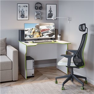 Стол компьютерный ВАРДИГ K2 100x82, белый/лайм