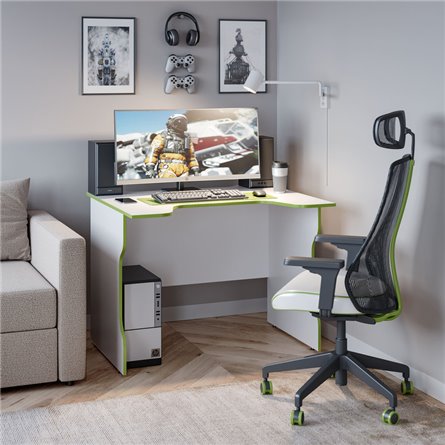 Стол компьютерный ВАРДИГ K2 100x82, белый/лайм