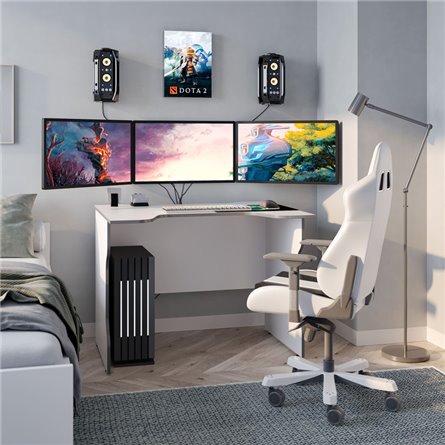 Стол компьютерный ВАРДИГ K2 100x82, белый/серебристый