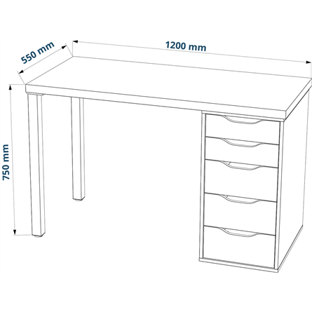 Стол письменный Ингар 1/5Т 120x75x55, дуб беленый/белый
