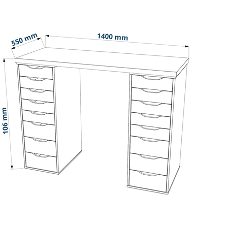 Стол письменный Ингар 2/88 140x106x55, дуб беленый/белый