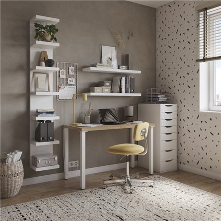 Стол письменный Ингар 2/ТТ 140x75x55, дуб беленый/белый