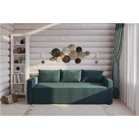 Диван-кровать Вало сине-зелёный, ткань рогожка