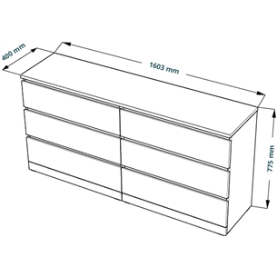 S01088 Варма 6Д комод 160х77х40, серый