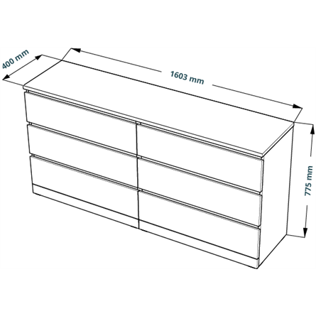 S01088 Варма 6Д комод 160х77х40, серый