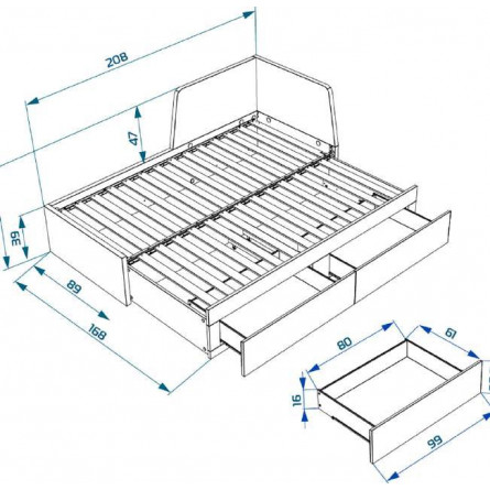 S01163 Варма Рестен 80 кровать-тахта, раздвижная 91(170)х207х40/87, белый