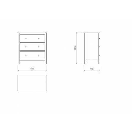 2.08.02.020.4 САГА комод 3 ящика серый