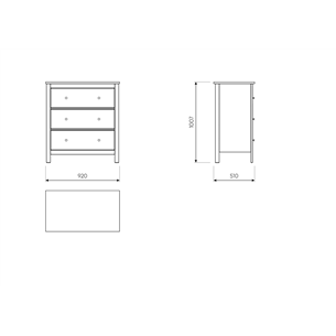 САГА комод 3 ящика темно-бирюзовый