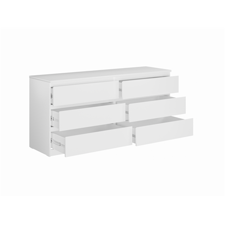 Комод МАЛЬТА длинный с шестью выдвижными ящиками, цвет белый