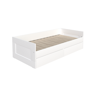 Кровать двухспальная СИРИУС раздвижная с ящиками для хранения, с ортопедическим основанием 90/180х200 белого цвета