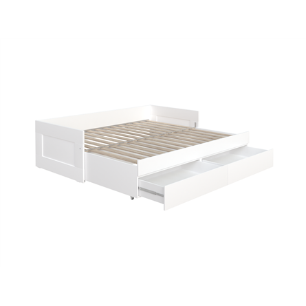 Кровать двухспальная СИРИУС раздвижная с ящиками для хранения, с ортопедическим основанием 90/180х200 белого цвета