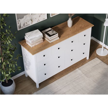 Комод 8 ящиков ХЕМНЭС (КЫМОР) белый/светло-коричневый (3уп.)