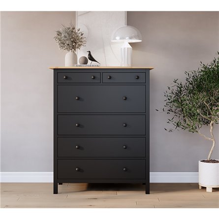 Комод 6 ящиков ХЕМНЭС (КЫМОР) черный/светло-коричневый (2уп.)