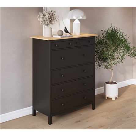 Комод 6 ящиков ХЕМНЭС (КЫМОР) черный/светло-коричневый (2уп.)