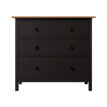 Комод 3 ящика ХЕМНЭС (КЫМОР) черный/светло-коричневый (2уп.)