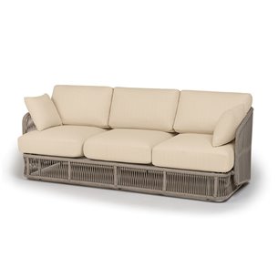 "Альбано" диван 3-местный плетеный из роупа, каркас алюминий светло-серый (RAL7035) муар, роуп серый меланж круглый, ткань Mossl