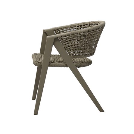 "Амстердам" стул плетеный из роупа, каркас алюминий, роуп серый круглый