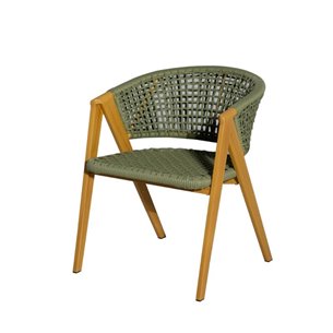 "Амстердам" стул плетеный из роупа, каркас алюминий, роуп зеленый круглый